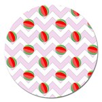 Watermelon Chevron Magnet 5  (Round) Front