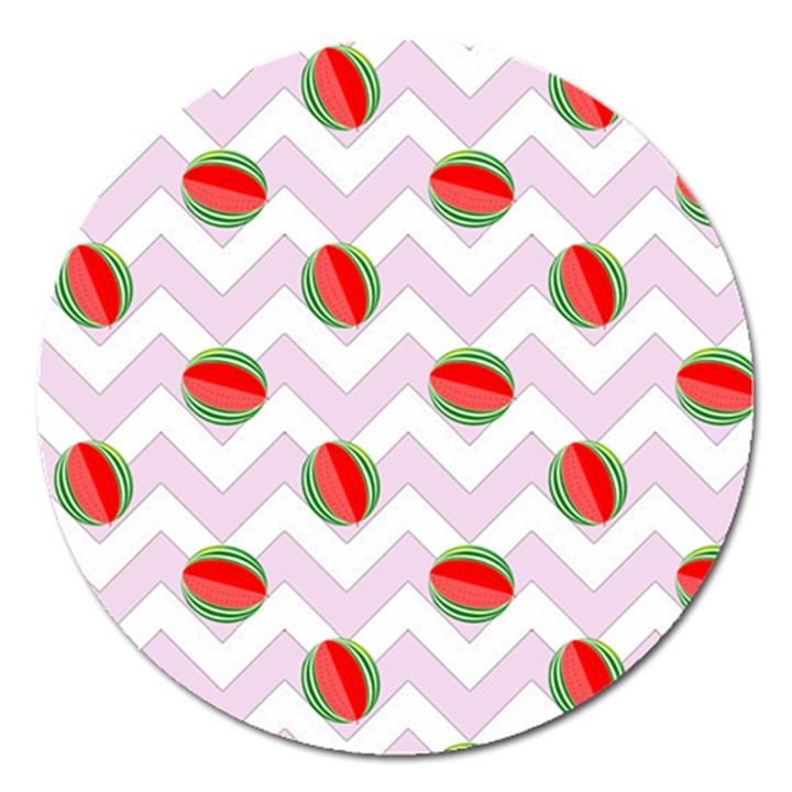 Watermelon Chevron Magnet 5  (Round)