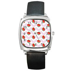 Watermelon Chevron Square Metal Watch by snowwhitegirl