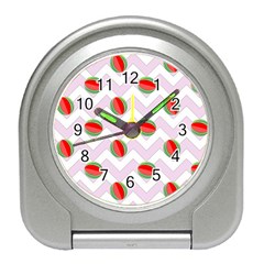 Watermelon Chevron Travel Alarm Clock by snowwhitegirl