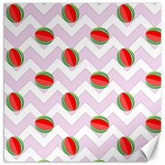 Watermelon Chevron Canvas 12  X 12   by snowwhitegirl