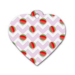 Watermelon Chevron Dog Tag Heart (one Side) by snowwhitegirl