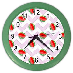 Watermelon Chevron Color Wall Clock by snowwhitegirl