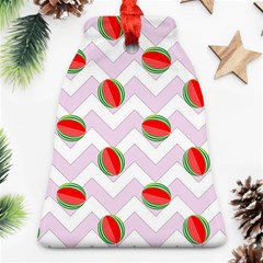 Watermelon Chevron Bell Ornament (two Sides) by snowwhitegirl