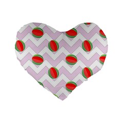 Watermelon Chevron Standard 16  Premium Heart Shape Cushions by snowwhitegirl