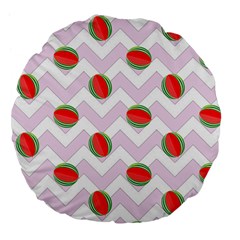 Watermelon Chevron Large 18  Premium Flano Round Cushions by snowwhitegirl