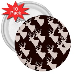 Brown Deer Pattern 3  Buttons (10 Pack)  by snowwhitegirl