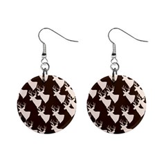 Brown Deer Pattern Mini Button Earrings