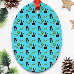 School Girl Pattern Blue Oval Ornament (two Sides) by snowwhitegirl