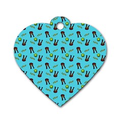 School Girl Pattern Blue Dog Tag Heart (two Sides) by snowwhitegirl