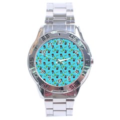 School Girl Pattern Blue Stainless Steel Analogue Watch by snowwhitegirl