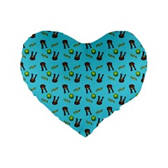 School Girl Pattern Blue Standard 16  Premium Heart Shape Cushions by snowwhitegirl