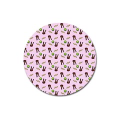 School Girl Pattern Pink Magnet 3  (round) by snowwhitegirl