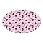 School Girl Pattern Pink Oval Magnet Front