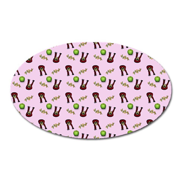 School Girl Pattern Pink Oval Magnet