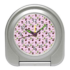 School Girl Pattern Pink Travel Alarm Clock