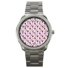 School Girl Pattern Pink Sport Metal Watch