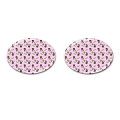 School Girl Pattern Pink Cufflinks (Oval)