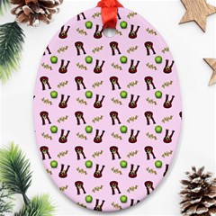 School Girl Pattern Pink Oval Ornament (Two Sides)