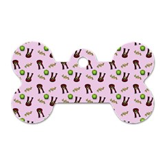 School Girl Pattern Pink Dog Tag Bone (One Side)