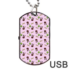 School Girl Pattern Pink Dog Tag USB Flash (Two Sides)