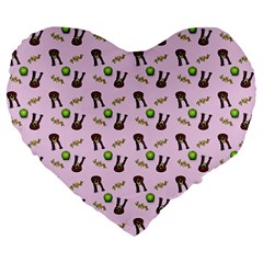 School Girl Pattern Pink Large 19  Premium Flano Heart Shape Cushions