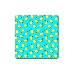 Lemons Blue Square Magnet by snowwhitegirl