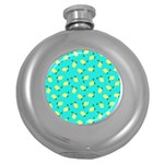 Lemons Blue Round Hip Flask (5 oz) Front