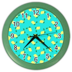 Lemons Blue Color Wall Clock