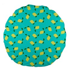 Lemons Blue Large 18  Premium Flano Round Cushions