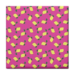 Lemons Pink Tile Coasters