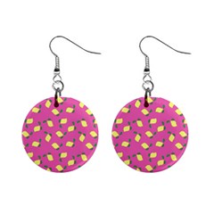 Lemons Pink Mini Button Earrings