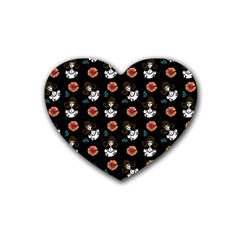 Girl With Dress Black Rubber Coaster (heart)  by snowwhitegirl