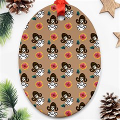 Girl With Dress Beige Ornament (oval) by snowwhitegirl