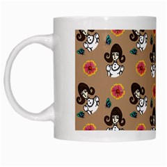 Girl With Dress Beige White Mugs by snowwhitegirl