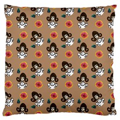 Girl With Dress Beige Large Cushion Case (two Sides) by snowwhitegirl