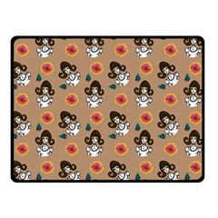 Girl With Dress Beige Double Sided Fleece Blanket (small)  by snowwhitegirl