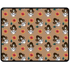 Girl With Dress Beige Double Sided Fleece Blanket (medium)  by snowwhitegirl