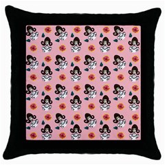 Girl With Dress  Pink Throw Pillow Case (black) by snowwhitegirl