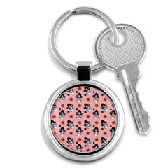 Girl With Dress  Pink Key Chains (round)  by snowwhitegirl