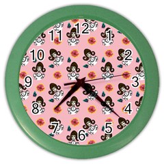 Girl With Dress  Pink Color Wall Clock by snowwhitegirl