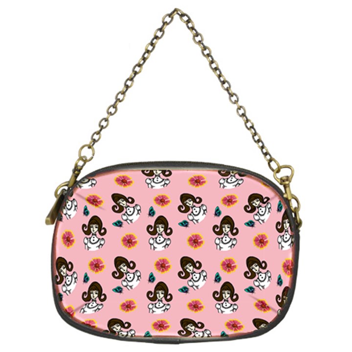 Girl With Dress  Pink Chain Purse (Two Sides)