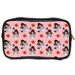 Girl With Dress  Pink Toiletries Bag (one Side) by snowwhitegirl