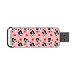 Girl With Dress  Pink Portable Usb Flash (two Sides) by snowwhitegirl