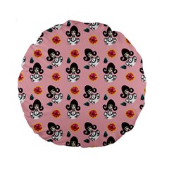 Girl With Dress  Pink Standard 15  Premium Round Cushions by snowwhitegirl