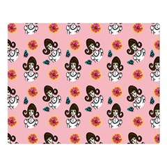 Girl With Dress  Pink Double Sided Flano Blanket (large)  by snowwhitegirl