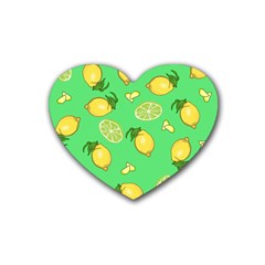 Lemons And Limes Rubber Coaster (heart)  by snowwhitegirl