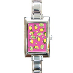 Lemons And Limes Pink Rectangle Italian Charm Watch