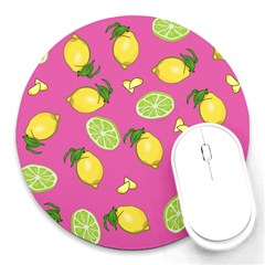 Lemons And Limes Pink Round Mousepads