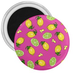 Lemons And Limes Pink 3  Magnets